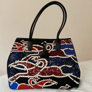 Longchamp shoulder tote new without tags blue/red